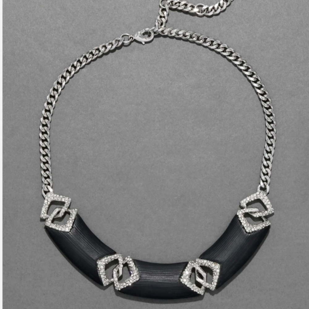 Alexis Bittar Black Lucite/Crystal Necklace from Archived Collection